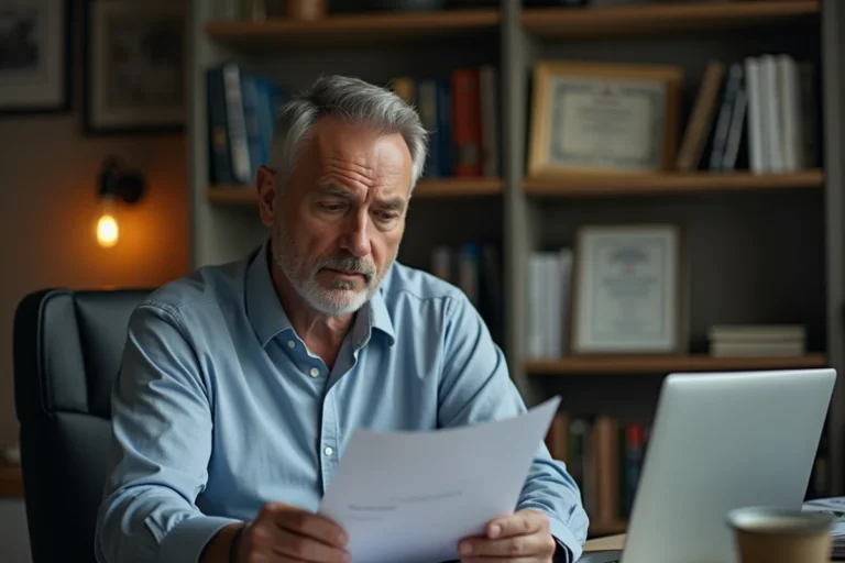 Professeur homme en bureau à domicile en soirée