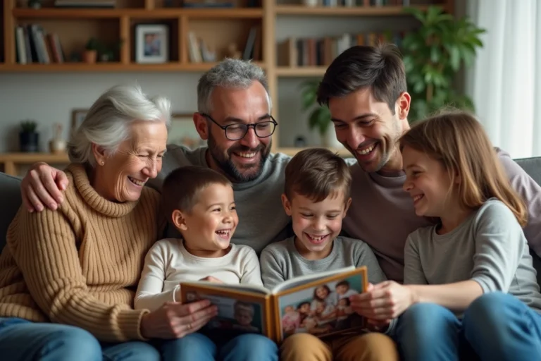 Famille multigenerational partageant un moment de rire
